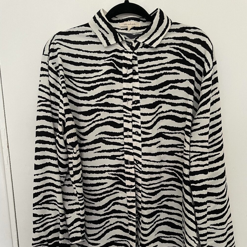 Zebra print button down blouse